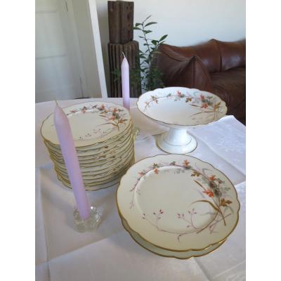 Hand Painted Porcelain Dessert Set With Flower Decor