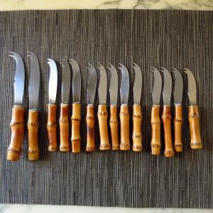 Cheese, Bamboo And Stainless Steel Knives Circa 1960