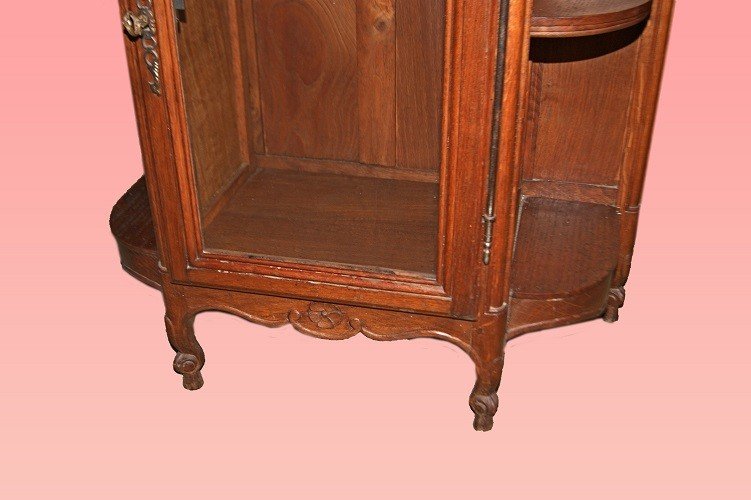 Coppia Di Bellissime Vetrine Basse Francesi Di Fine 1800 In Legno Di Rovere-photo-4