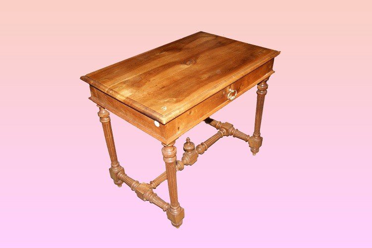 Rustic French Desk From The 1800s In Walnut Wood-photo-2