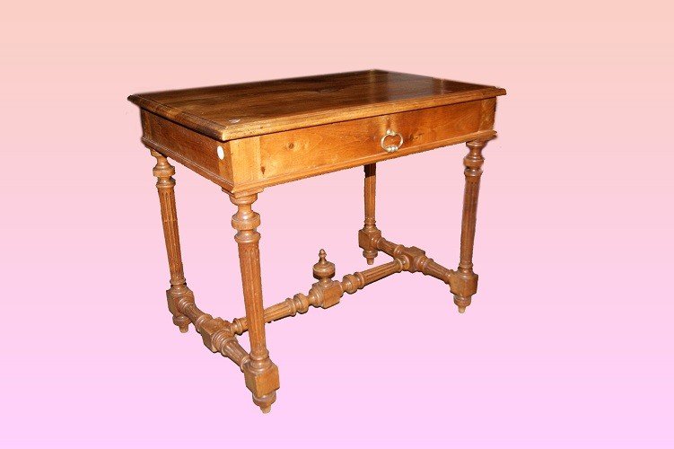 Rustic French Desk From The 1800s In Walnut Wood-photo-3
