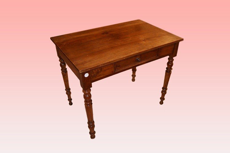 Antique 19th Century French Rustic Desk In Walnut Wood