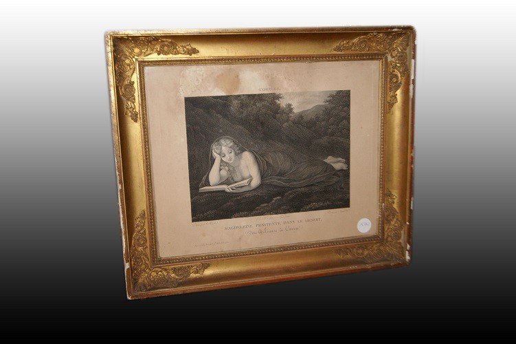 Beautiful Small French Print From The 1800s Depicting Nude Of A Lady
