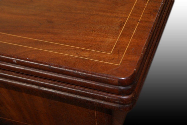 Beautiful French Charles X Style Game Table In Mahogany Wood-photo-2