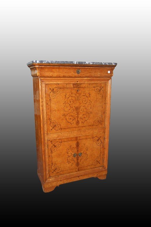 Finely Inlaid Charles X Style French Secretaire From The 1800s-photo-2