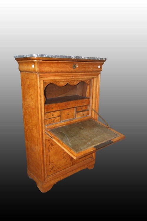 Finely Inlaid Charles X Style French Secretaire From The 1800s-photo-3