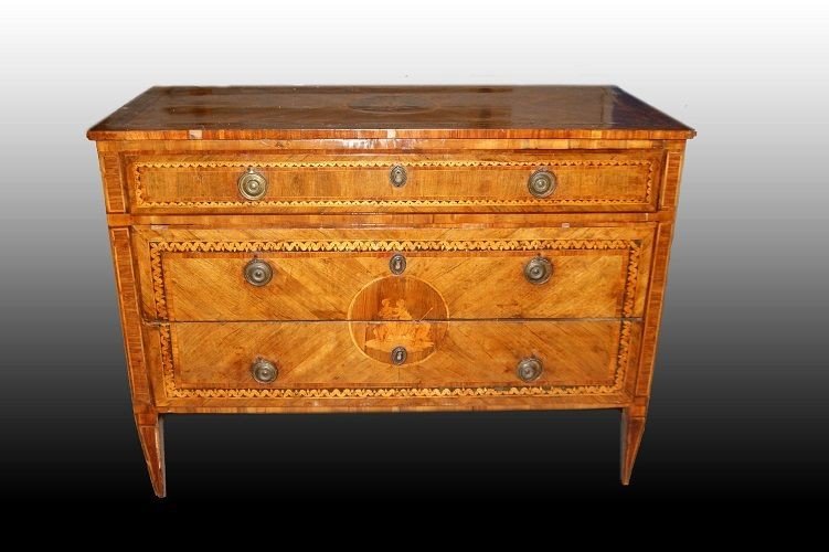 Superb Italian Commode From The 1700s Inlaid Maggiolini-photo-2