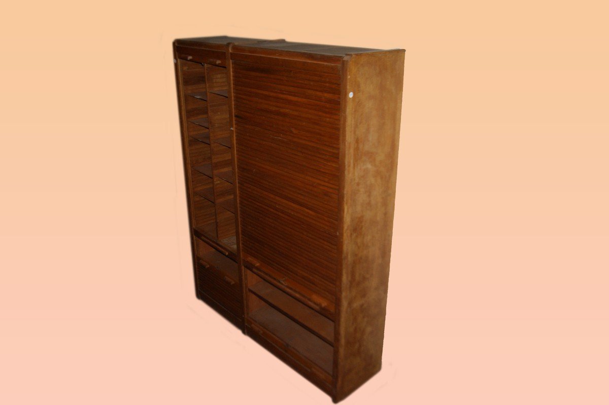 Large Oak Shutter Cabinet From 1900, 2 Meters Tall