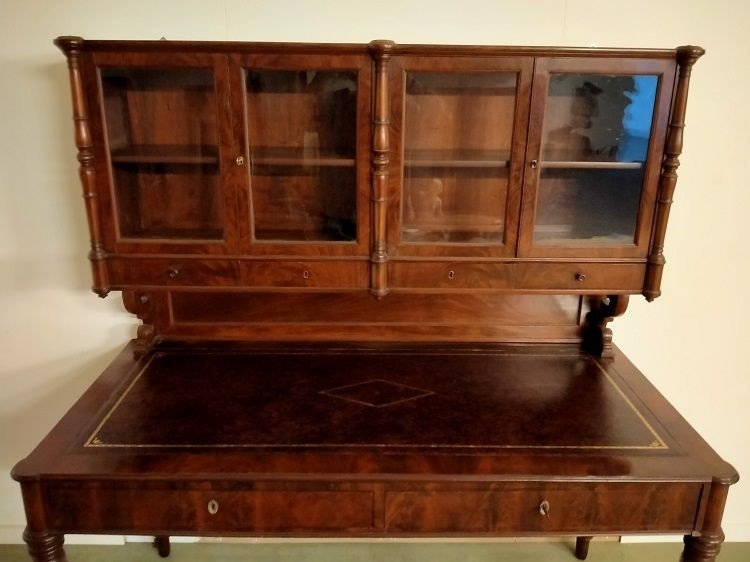 Bureau d'écriture Génois Italien Des Années 1800 Avec étagère De Vitrine-photo-1