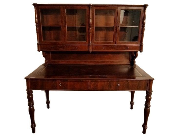 1800s Italian Genoese Writing Desk With Showcase Shelf