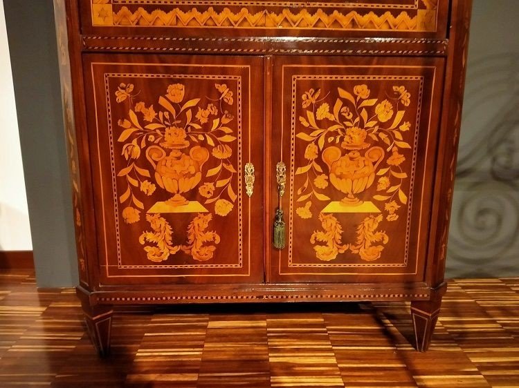 Dutch Secretary From The End Of The 1700s, Richly Inlaid -photo-2