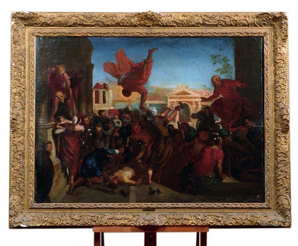  Huile Sur Toile Italienne Des Années 1700 Représentant Le Miracle De Saint Marc