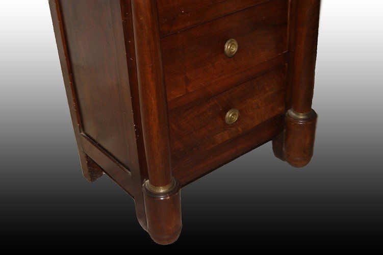 French Empire Style Chest Of Drawers From The 1800s In Mahogany Wood With Marble And Bronzes-photo-3