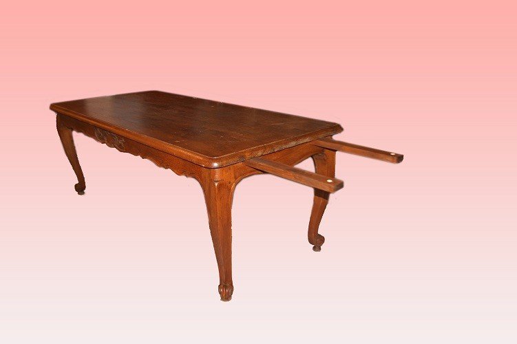 Large Rectangular French Provençal Table From The 1800s With Extensions-photo-3