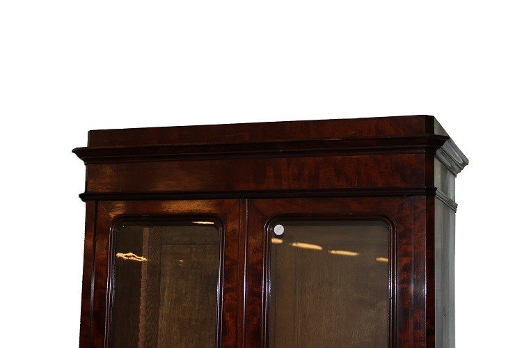 1800s French Mahogany Double-door Bookcase In Directory Style-photo-2