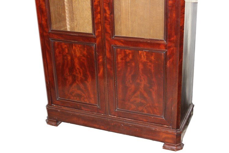 1800s French Mahogany Double-door Bookcase In Directory Style-photo-3