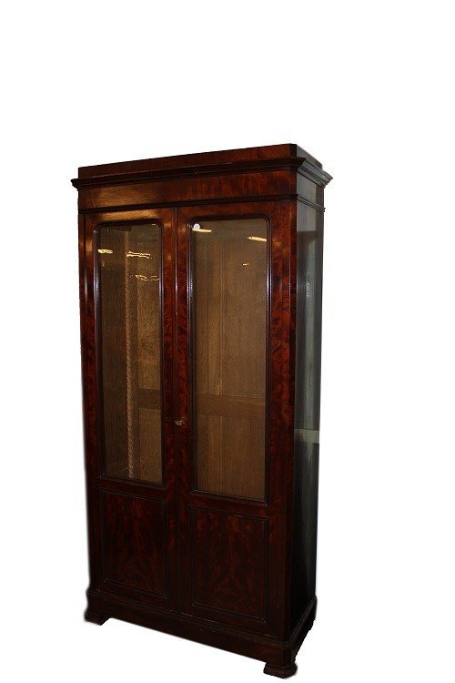 1800s French Mahogany Double-door Bookcase In Directory Style-photo-4