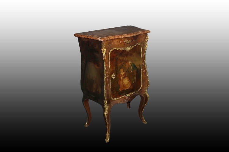 Superb Vernis Martin Small Buffet In French Louis XV Style From The 19th Century-photo-2