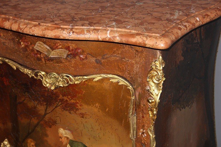 Superb Vernis Martin Small Buffet In French Louis XV Style From The 19th Century-photo-1