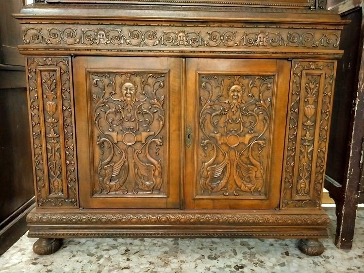 1800s Italian Renaissance Style Double Body Buffet-photo-4