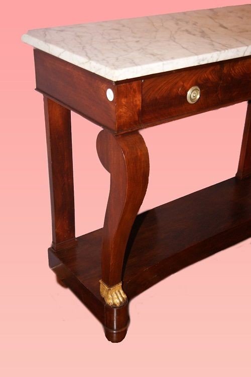 Italian Empire Style Console With White Marble From The 1800s-photo-3