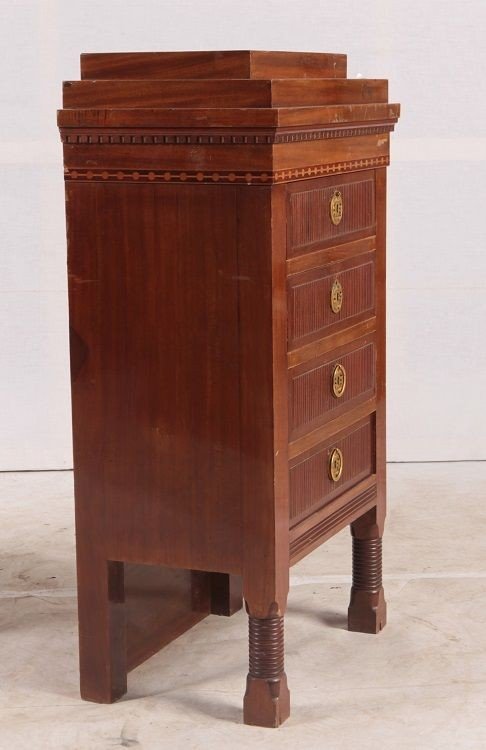 Pair Of Northern European Bedside Tables From The Second Half Of The 1800s, Biedermeier Style, -photo-4