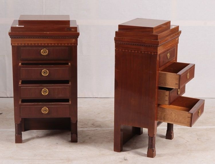 Pair Of Northern European Bedside Tables From The Second Half Of The 1800s, Biedermeier Style, -photo-1