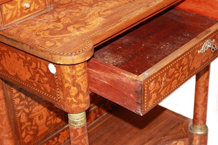 Late 1700s Dutch Console Table, Richly Inlaid In The Empire Style-photo-4