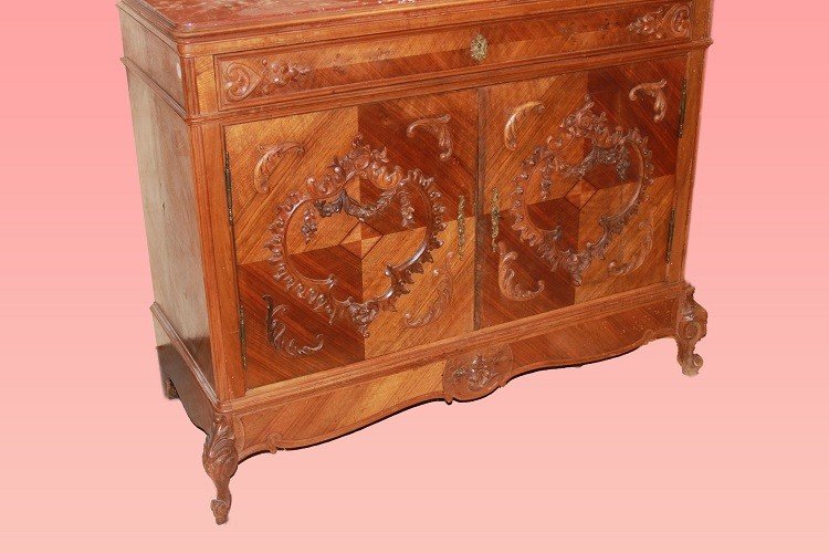 Richly Inlaid Louis Philippe-style Sideboard With A Hutch, Dating From The Late 1800s To The Ea-photo-4