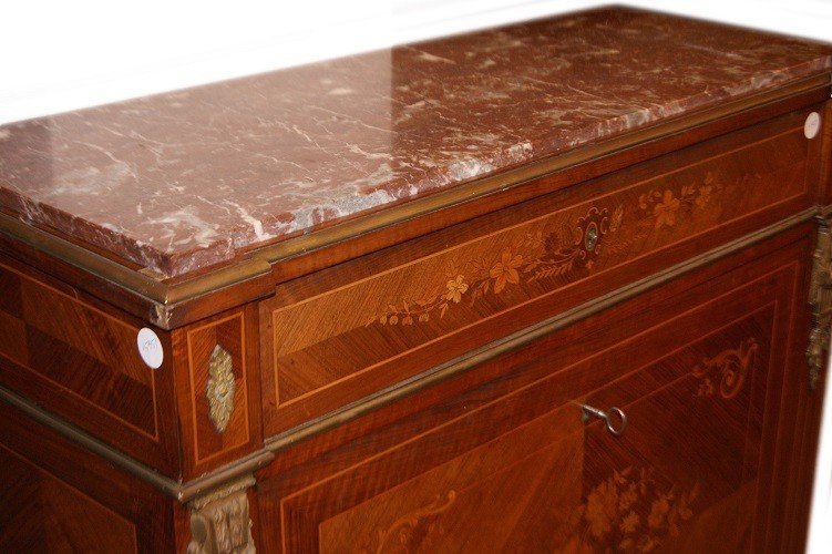 French Louis XVI-style Rosewood Wood Secretaire From The 1800s With Marble And Inlays-photo-3
