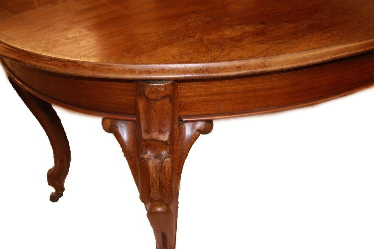 Table Ovale Extensible Du XIXe Siècle De Style Biedermeier En Bois d'Acajou-photo-2