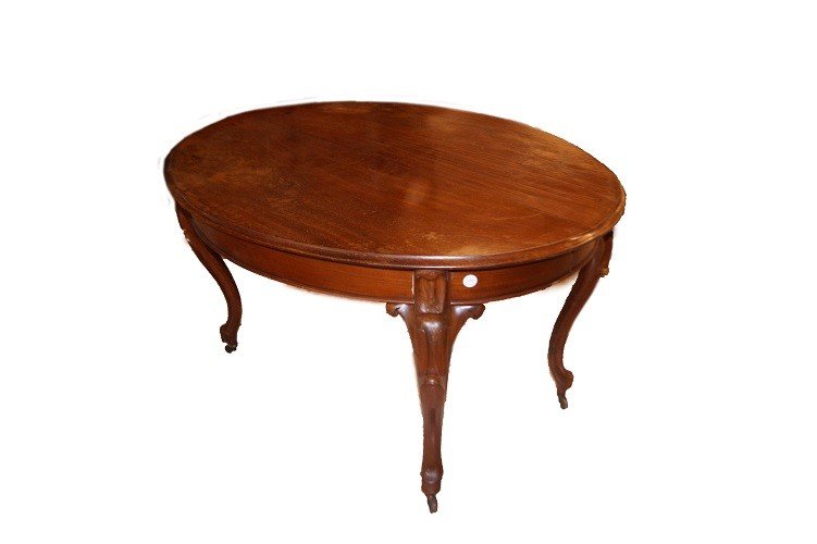 Table Ovale Extensible Du XIXe Siècle De Style Biedermeier En Bois d'Acajou-photo-3