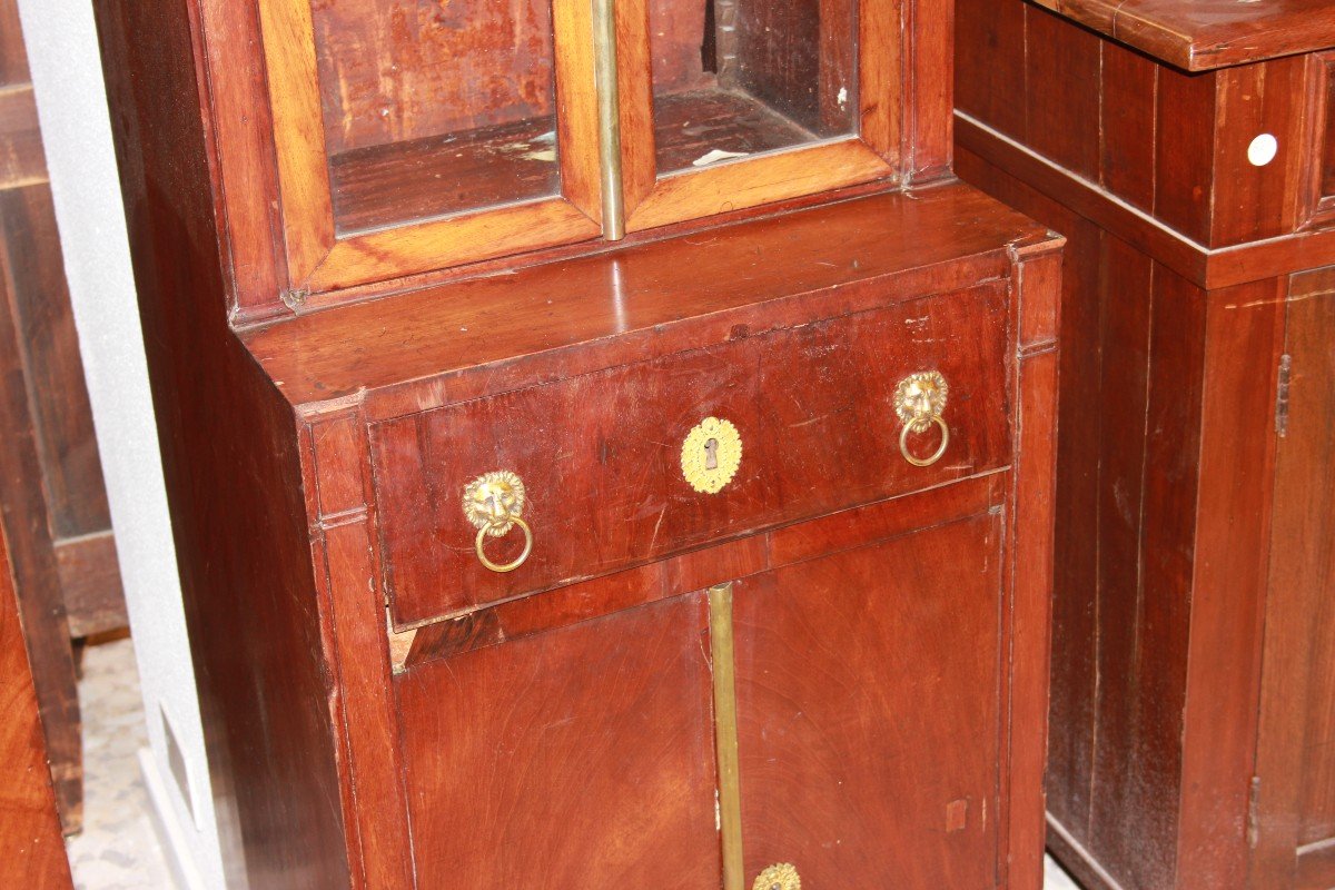 Cabinet Français Avec Vitrine Et Plateau De Bureau, Style Empire, De La Première Moitié Du XIXe-photo-3