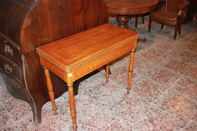 Table De Jeu De Style Sheraton Des Années 1800 En Bois d'érable-photo-2