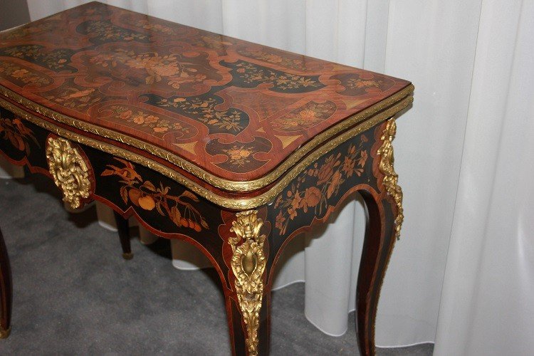 Précieuse Table De Jeu Anglaise De Style Français Louis XV De La Première Moitié Du XIXe Siècle-photo-3