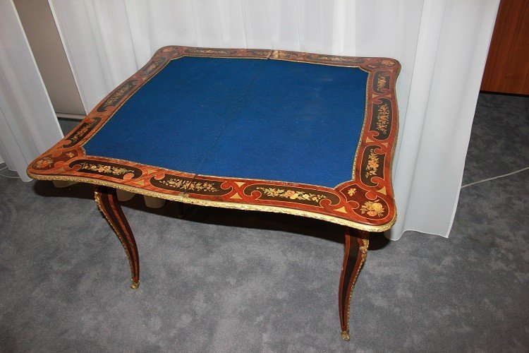 Précieuse Table De Jeu Anglaise De Style Français Louis XV De La Première Moitié Du XIXe Siècle-photo-5