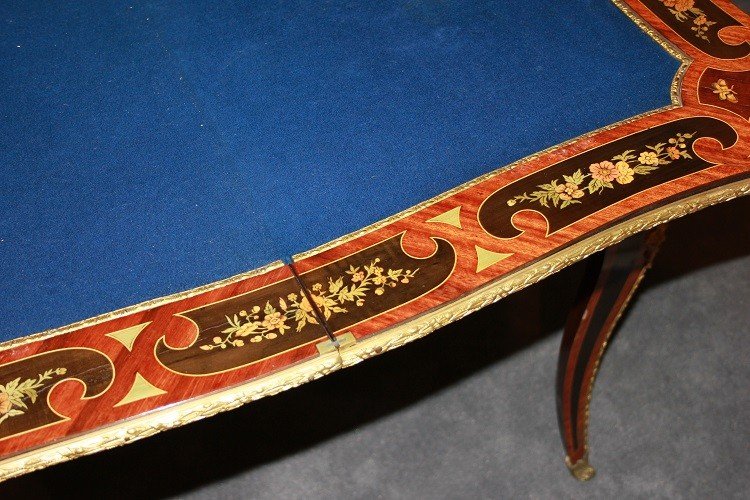 Précieuse Table De Jeu Anglaise De Style Français Louis XV De La Première Moitié Du XIXe Siècle-photo-7