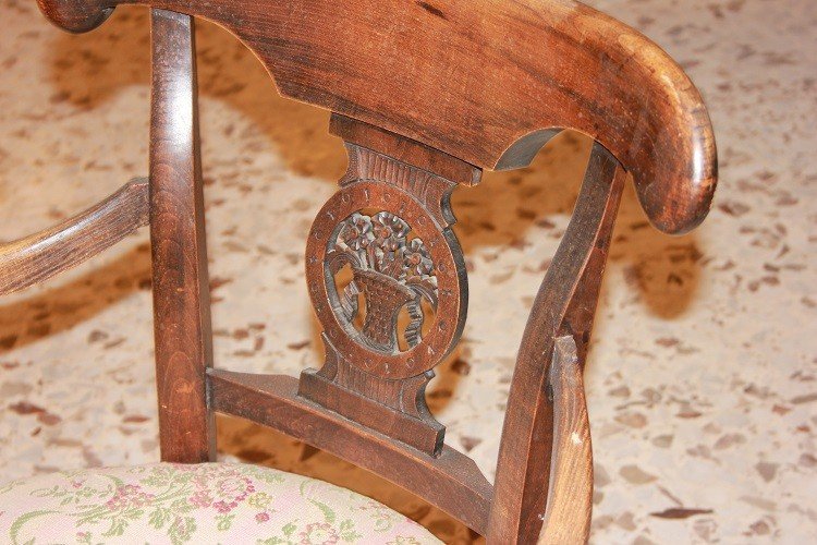 Set Of 4 Rustic French Chairs From The Late 1800s In Walnut-photo-3