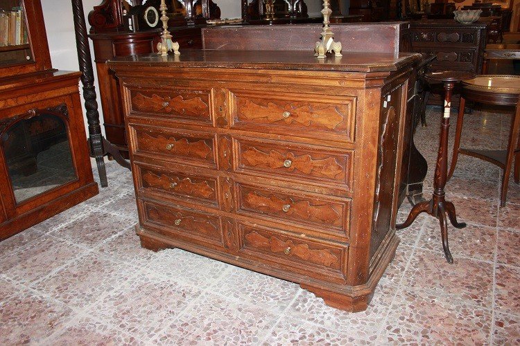 Tuscan Canterano Chest Of Drawers From The 1600s In Walnut Wood-photo-3