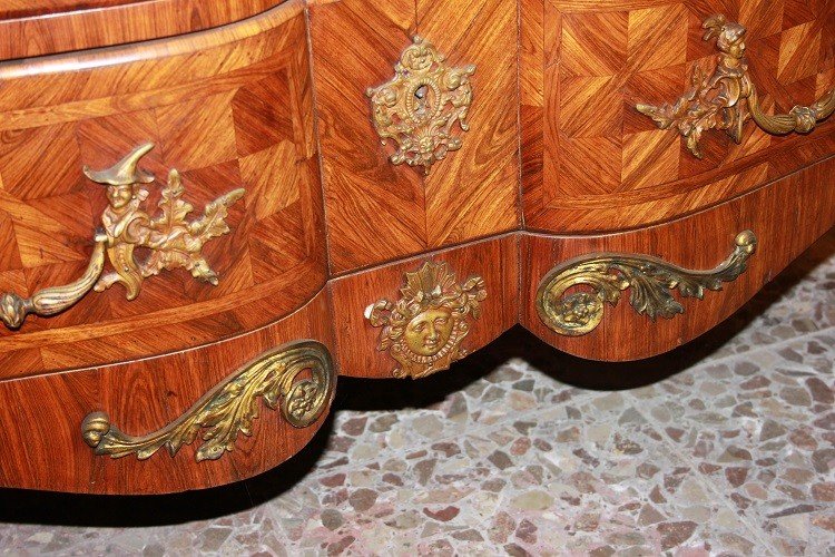 Commode Française Du Début Du XIXe Siècle De Style Louis XV En Bois De Rose Avec Marbre-photo-4