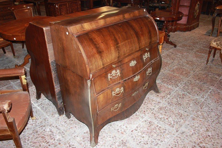 Commode à Cylindre Néerlandaise Du Début Du XIXe Siècle De Style Louis XV En Bois d'Acajou-photo-3