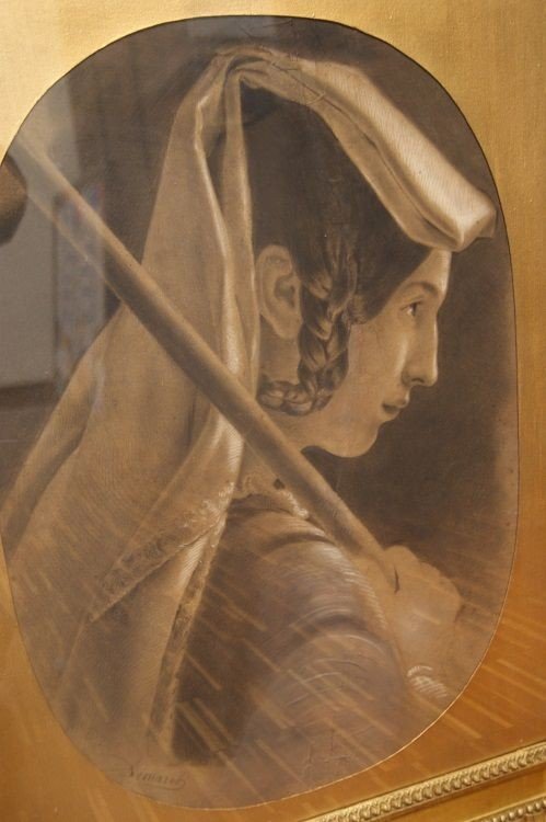 Pastel From The 1800s Representing A Woman - Signed-photo-2