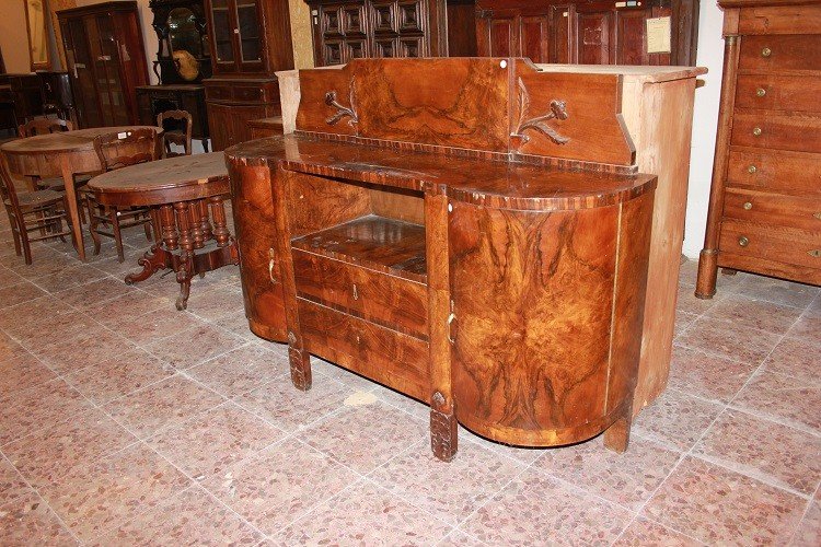 French Liberty-style Walnut Burlwood Sideboard From The First Half Of The 1900s-photo-4