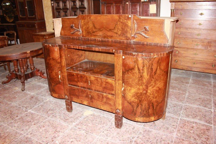 French Liberty-style Walnut Burlwood Sideboard From The First Half Of The 1900s