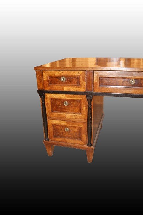 Bureau Italien Du Début Du XIXe Siècle, Style Empire, En Bois De Noyer-photo-4