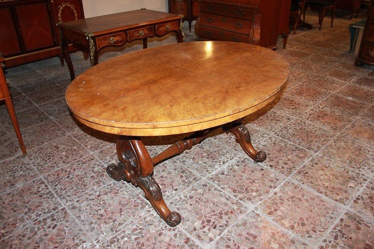 English Coffee Table From The Second Half Of The 19th Century In Walnut Wood-photo-2