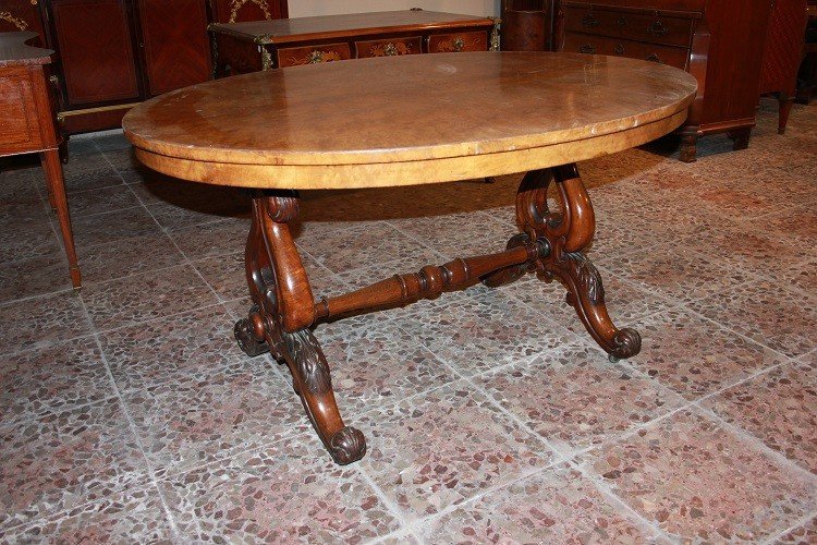 English Coffee Table From The Second Half Of The 19th Century In Walnut Wood-photo-4