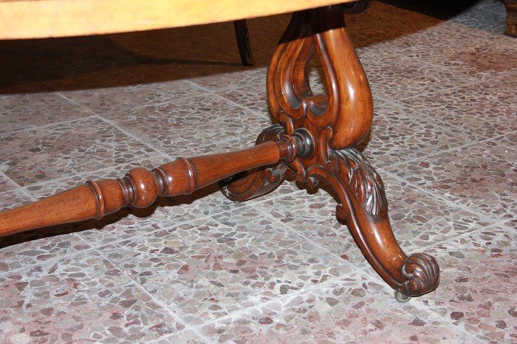 English Coffee Table From The Second Half Of The 19th Century In Walnut Wood-photo-1