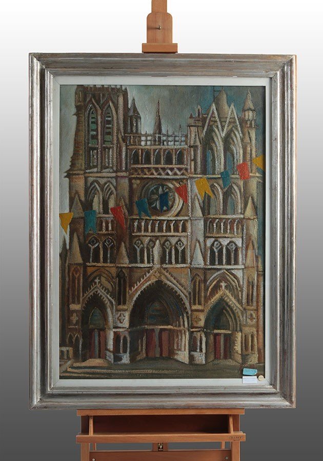  Huile Sur Toile Notre Dame d'Aamiens Italienne De Marcello Scuffi Période: 1982