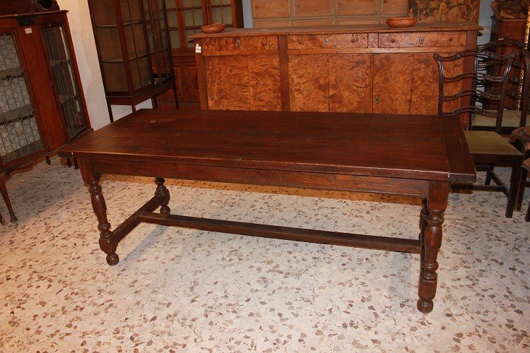 Grande Table Rustique Française Du Début Du XIXe Siècle En Bois De Châtaignier-photo-2